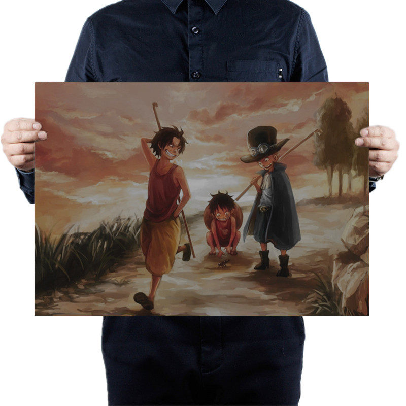 海贼王三兄弟 路飞艾斯萨博通缉令悬赏令草帽团动漫海报装饰贴画