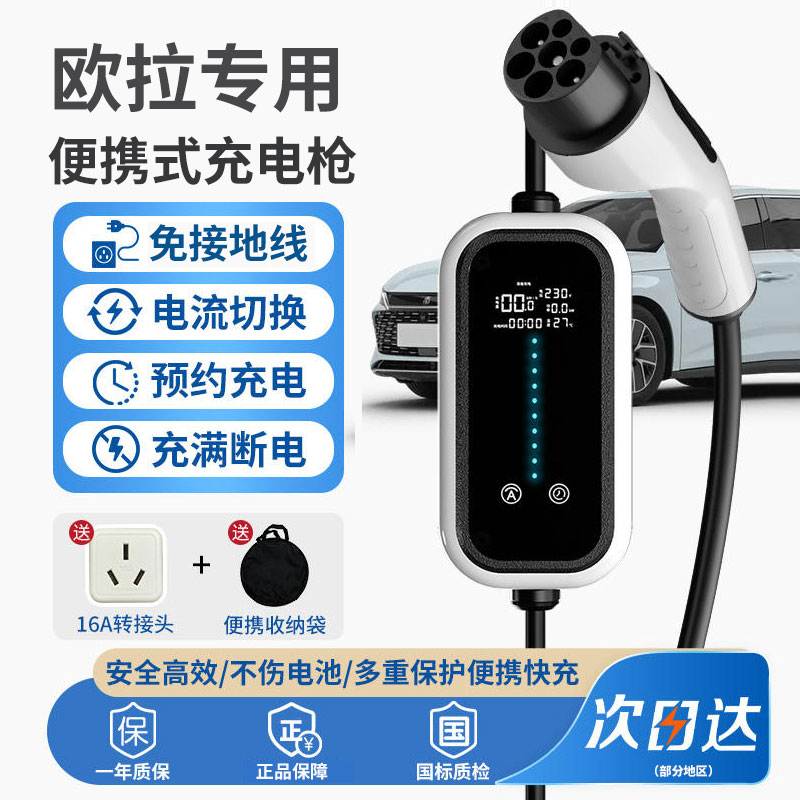 适用欧拉iQ好猫闪电猫芭蕾猫白猫黑猫新能源汽车充电枪随车充电器