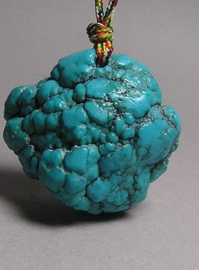 高瓷高蓝原矿纯天然绿松石随形吊坠 玉化料民族风 手把件