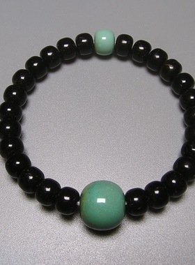 原矿纯天然绿松石老形顶珠 椰壳手串 手链 特价