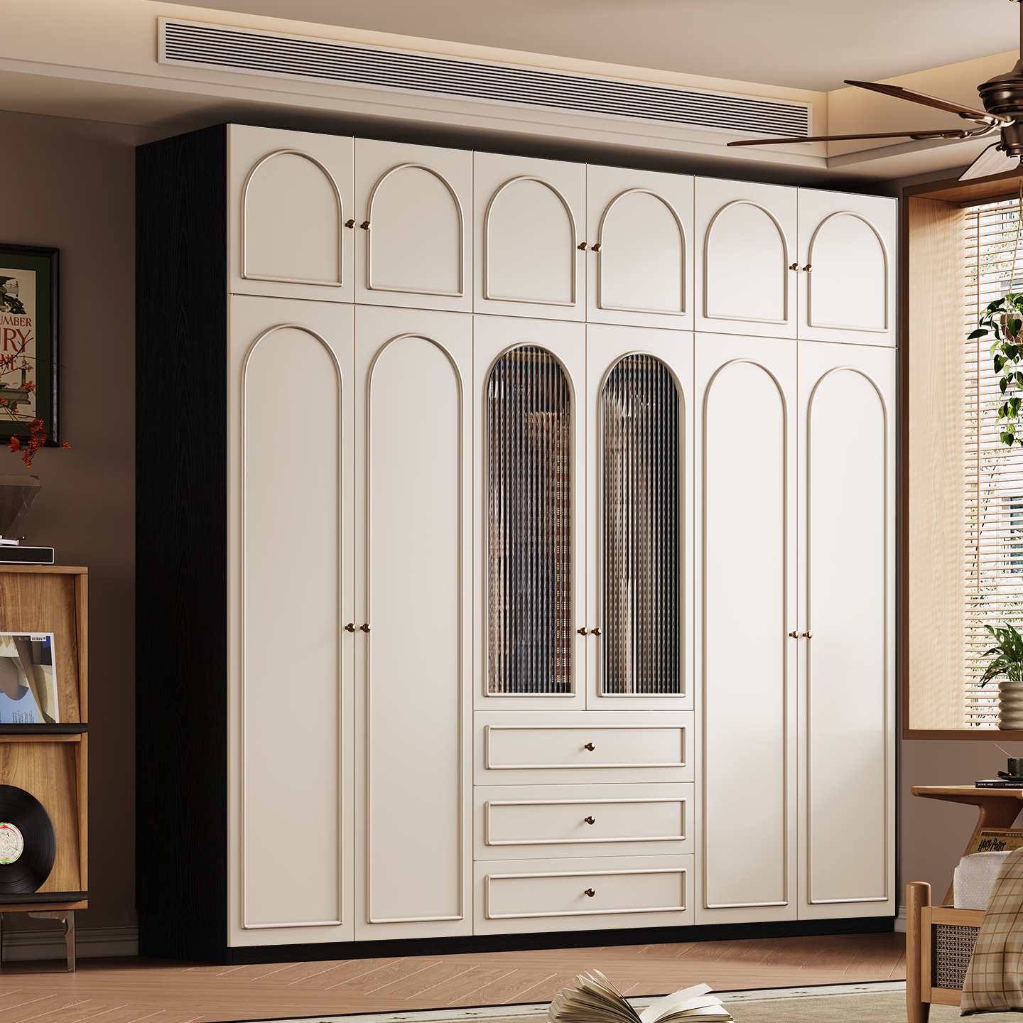 广东2025年新款藤编橡木家用卧室大小户型全实木衣柜衣橱一门到顶