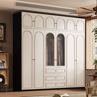 家用卧室大衣橱工厂定制成品 橡木全实木衣柜中式 法式 复古风格