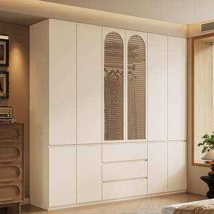 广东佛山2025年新款 橡木家用卧室大小户型全实木衣柜纯白色奶油风