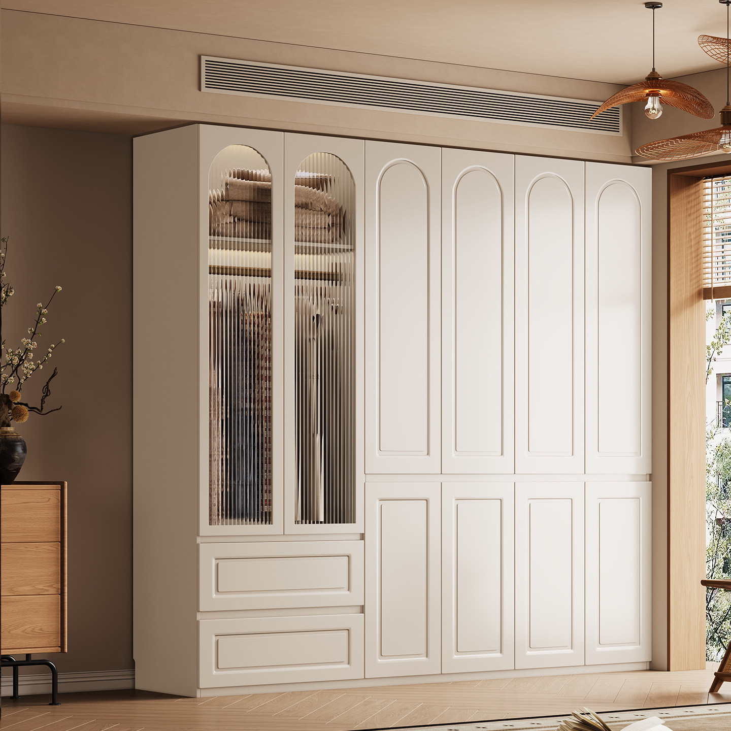 2025年新款广东佛山全实木衣柜家用主卧室大户型衣橱白色奶油风,住宅家具,自由组合衣柜,淘宝优惠券,粉丝福利购,淘宝优惠卷