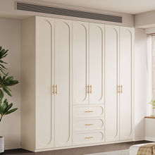 法式奶油风2025新款全实木橡胶木家用卧室衣柜广东佛山白色大衣橱