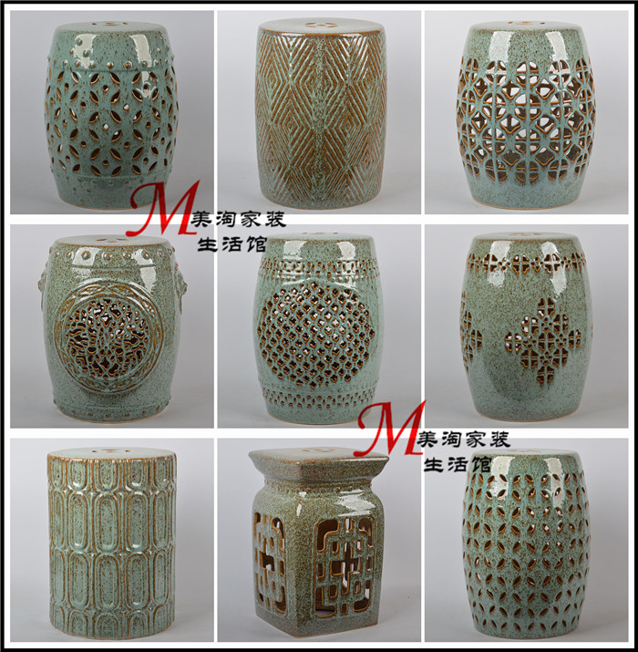 复古包邮鼓凳 清仓陶瓷鼓凳 新中式圆墩陶瓷凳子 浴室瓷凳换鞋凳