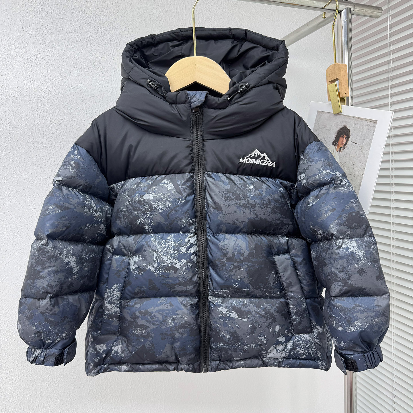 儿童羽绒服中大童男女童迷彩拼接