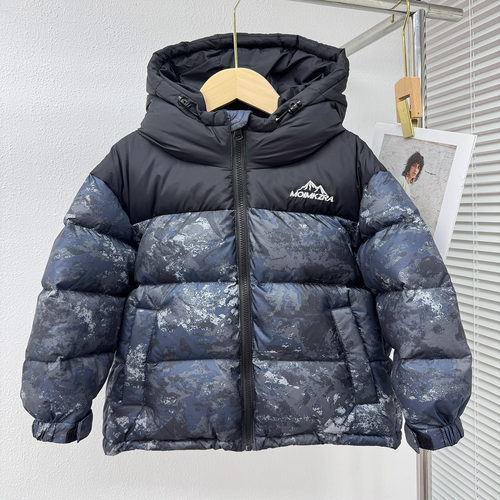 儿童羽绒服中大童男女童迷彩拼接