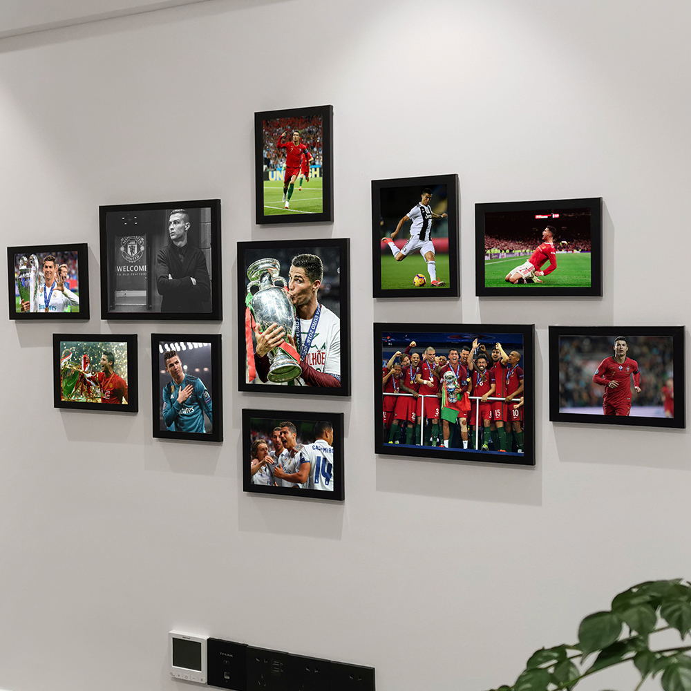 球星c罗海报装饰画创意客厅照片墙沙发背景墙酒吧足球壁画相框组图片