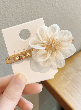 超仙网纱花朵法式鸭嘴夹发夹边夹少女侧边夹发卡时尚欧美发饰品潮