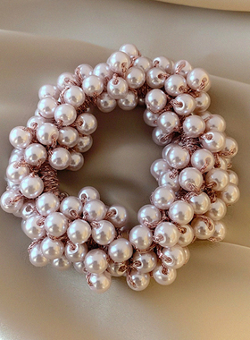 香槟色珍珠发绳女扎头发皮筋时尚欧美法式马尾头绳发饰简约发圈