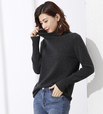 基本款套头高领直筒纯山羊绒