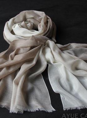 2025夏季新品紫绒白绒拼接 薄款CASHMERE山羊绒围巾 披肩