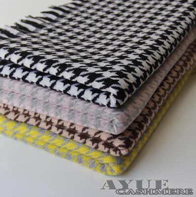 羊毛围巾披肩千鸟流苏复古春秋冬