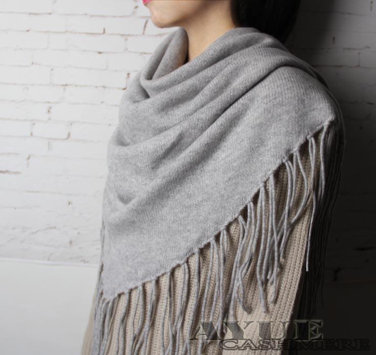 封面女郎/230/110超大CASHMERE山羊绒围巾披肩/三角巾长穗/针织款