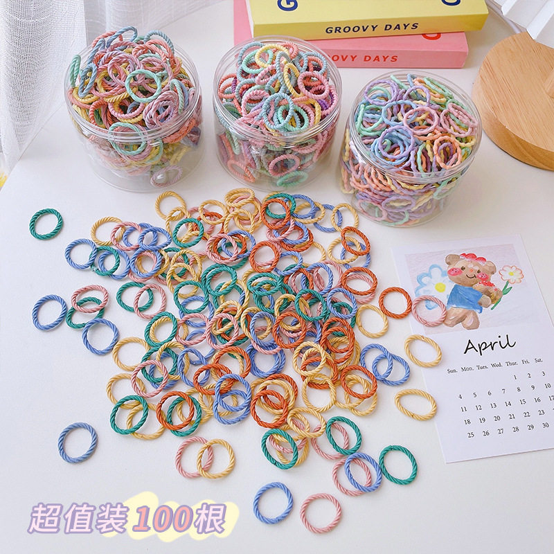 儿童发饰不伤发宝宝扎头拇指发圈高弹力皮筋韩版女童彩色螺纹头绳