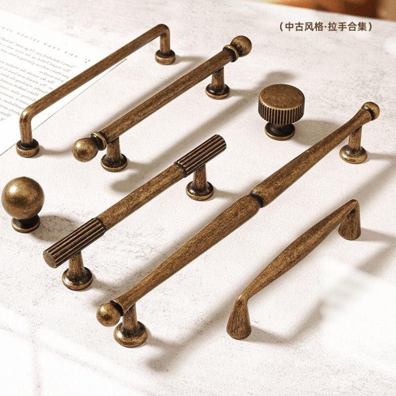 美式复古拉手衣柜门五金中古风实木柜把手仿古做旧法式抽屉小拉手