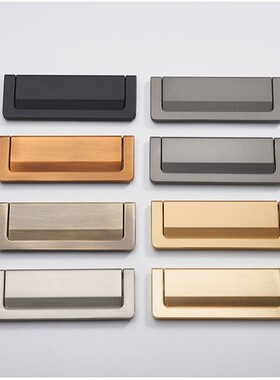 平板隐形拉手金色银色黑色抽屉小拉手定制衣柜五金锌合金实心把手