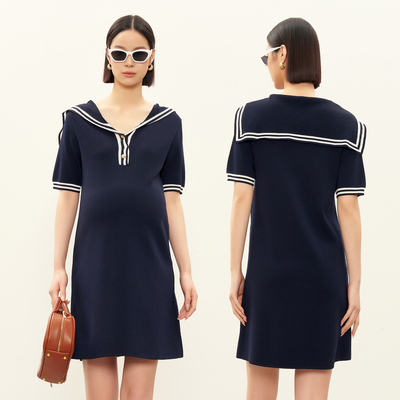 BELLYWEAR藏青色海军风针织裙