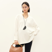 BELLYWEAR孕妇装 春季 白色软糯宽松休闲V领高级感百搭可外穿长T恤