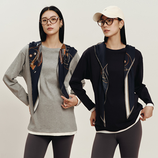 BELLYWEAR孕妇装2026春季新款长袖丝巾百搭休闲长袖假两件T恤套装