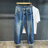 加绒加厚直筒牛仔裤 子潮流百搭休闲裤 男潮牌ins冬季 宽松阔腿长裤