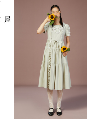 淑女屋官方旗舰店Linda。公主粉绿公主连衣裙棉日常度假优雅