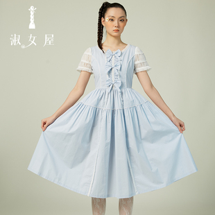 淑女屋官方旗舰店2025夏日多巴胺跳舞的公主安娜蝴蝶结公主连衣裙