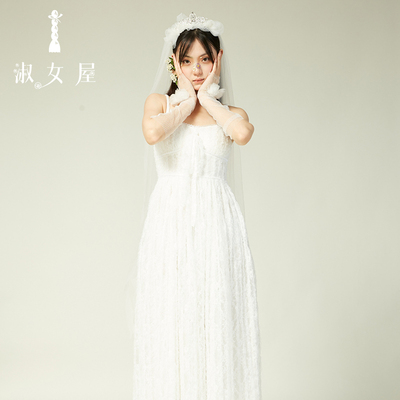淑女屋官方旗舰店白色探戈新婚纱公主浪漫胸垫连衣裙棉单裙子