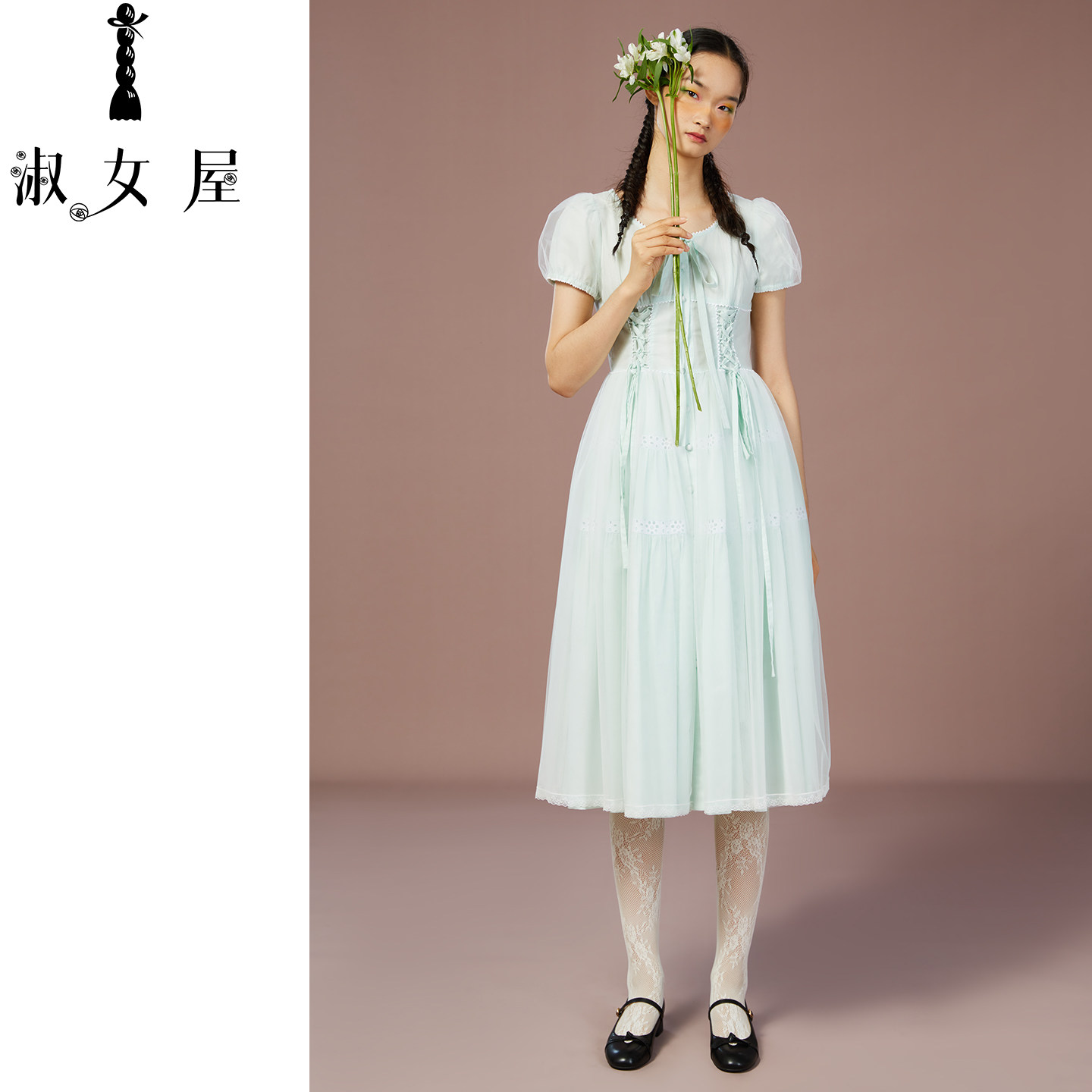 淑女屋官方旗舰店莉莉的游乐场春天的故事蝴蝶结连衣裙棉夏季