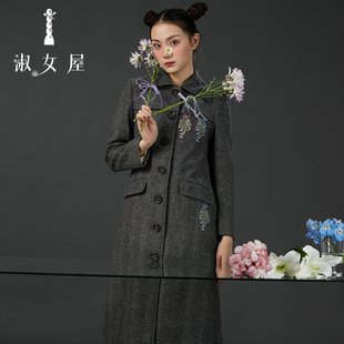 毛呢②牛角扣毛呢外套秋冬季 淑女屋官方旗舰店水晶鞋 与玫瑰花