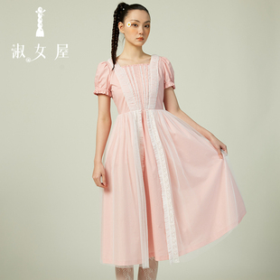 淑女屋官方2025夏日多巴胺跳舞的公主。安娜玫瑰花公主连衣裙