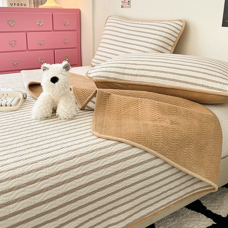 a类母婴级，一面绒一面全棉床盖加绒好看的床单婴儿绒不移位秋冬