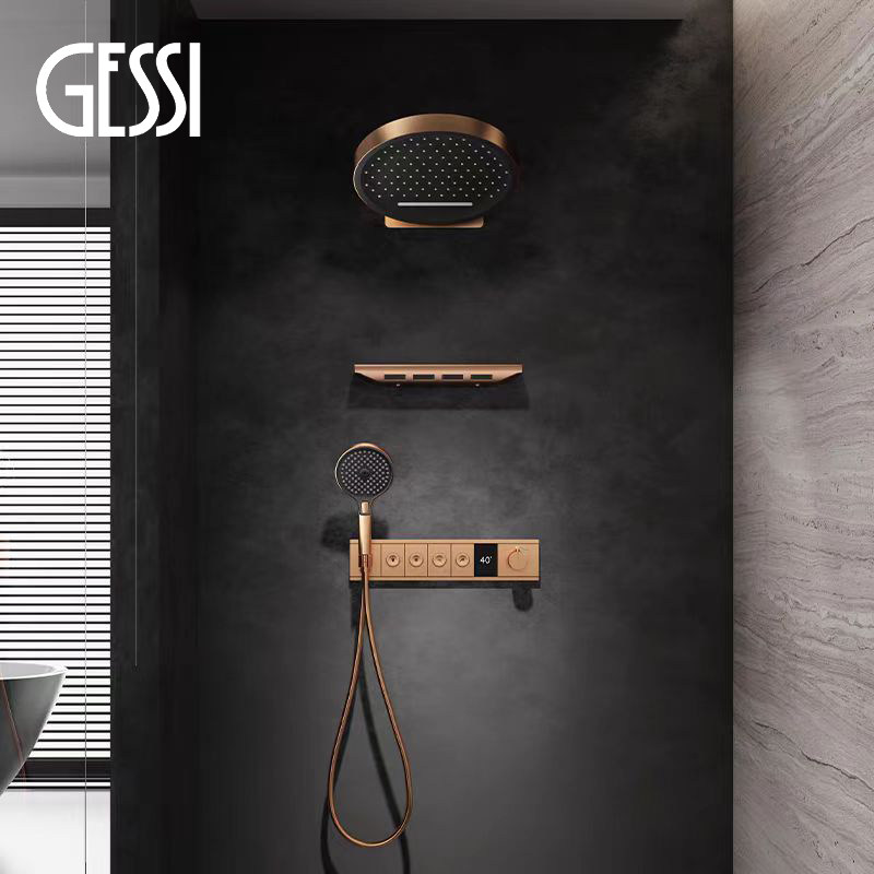 GESSI意大利捷仕全铜暗装热熔恒温数显嵌墙预埋空气增压淋浴花洒