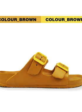 夏季黄色棕色日单外穿eva博肯轻便舒适防滑女沙滩鞋凉拖鞋平板拖