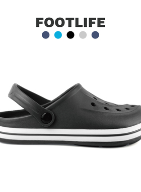 日单FOOTLIFE洞洞鞋男EVA轻便透气防滑居家外穿包头拖鞋沙滩凉鞋