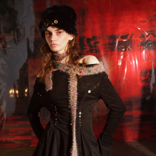 NN-NORTH NODE “齿轮的轰鸣”百搭扣子条纹多色窄围巾