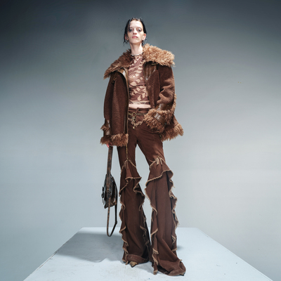 NN-NORTH NODE 拼皮毛毛加厚外套（内里水晶绒）