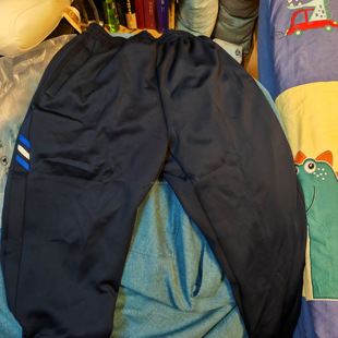 订做鹿城区温州17中四季深蓝色校服裤子侧边宝蓝拼白斜杠散口直筒