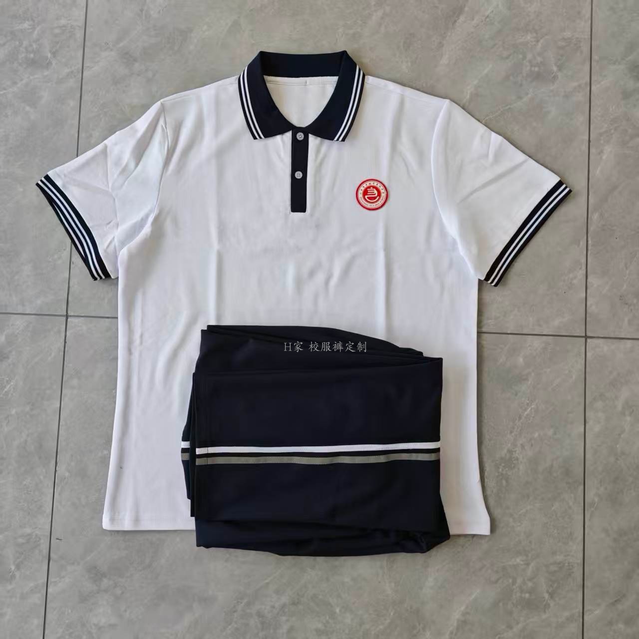 订做江西丰城市第九中学白色学生校服短袖半袖T恤POLO衫班服制服