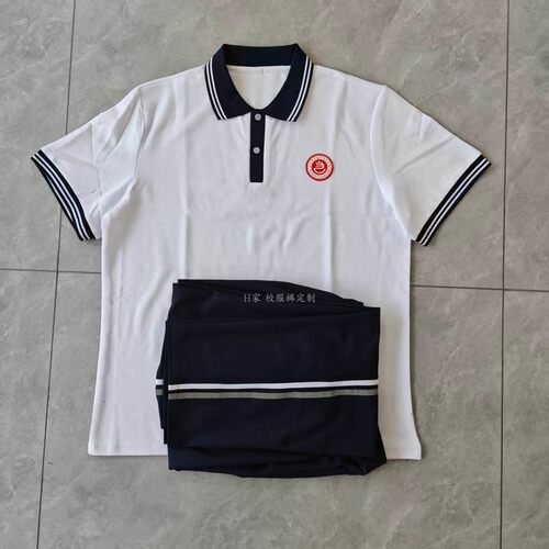 订做江西丰城市第九中学白色学生校服短袖半袖T恤POLO衫班服制服