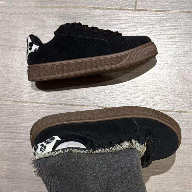 休闲潮牌女鞋2025新款黑色设计感面包鞋舒适运动鞋小众复古板鞋女,运动鞋new,运动休闲鞋,淘宝优惠券,粉丝福利购,淘宝优惠卷