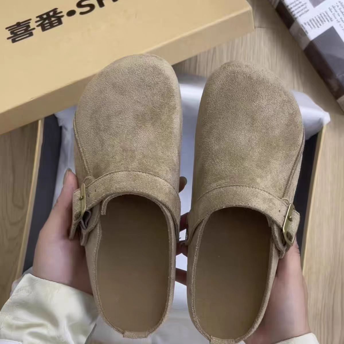 复古软底勃肯鞋女2025年新款秋季一脚蹬博肯单鞋百搭豆豆鞋女鞋,女鞋,时尚休闲鞋,淘宝优惠券,粉丝福利购,淘宝优惠卷