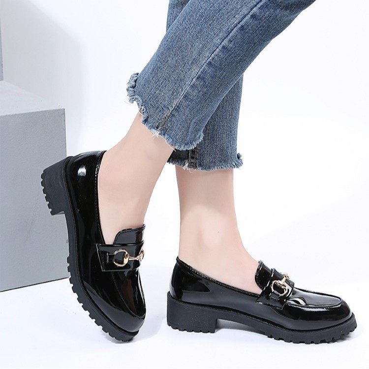 英伦风小皮鞋女鞋子2025年春秋新款百搭中跟女士洋气复古小皮鞋,女鞋,乐福鞋（豆豆鞋）,淘宝优惠券,粉丝福利购,淘宝优惠卷