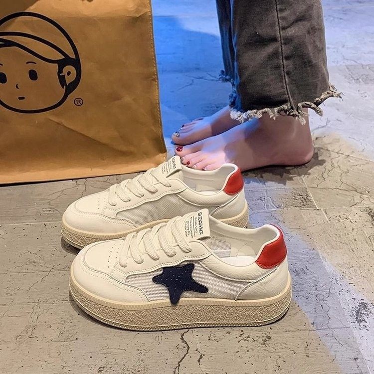 小白鞋女2025年新款网面星星透气复古时尚百搭工厂批发德训板鞋,女鞋,休闲板鞋,淘宝优惠券,粉丝福利购,淘宝优惠卷