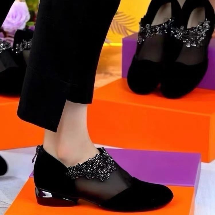 包头凉鞋女2025新款春夏季软底网纱拉链仙女风小单鞋圆头透气单鞋,女鞋,浅口单鞋,淘宝优惠券,粉丝福利购,淘宝优惠卷