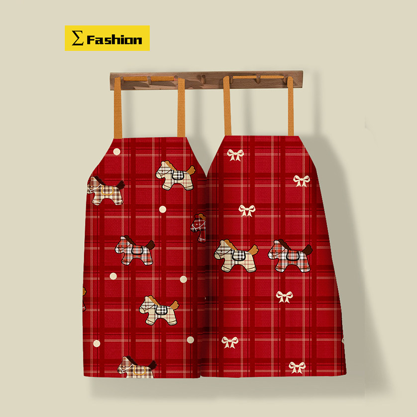 新年款无袖挂脖围裙可擦手厨房清洁罩衣饭店后厨烘焙防水工作服