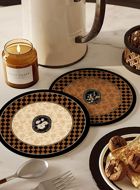 橙色回忆欧式复古餐垫皮革圆形餐桌茶几防滑隔热垫碗盘砂锅垫子