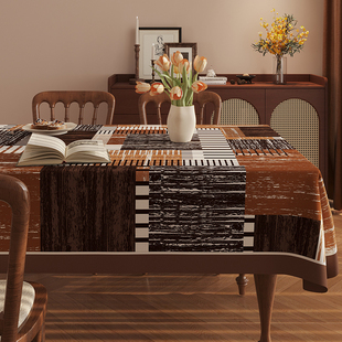 摩登中古风餐桌布防水防油茶几台布加厚棉麻复古餐桌台面布桌布