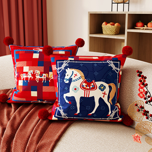 欧式轻奢马沙发抱枕方形超软靠枕新年红色氛围感软腰枕榻榻米靠垫